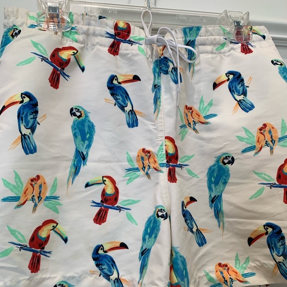 chubbies Other - Chubbies Parrot Print Swim Trunks - White and Blue